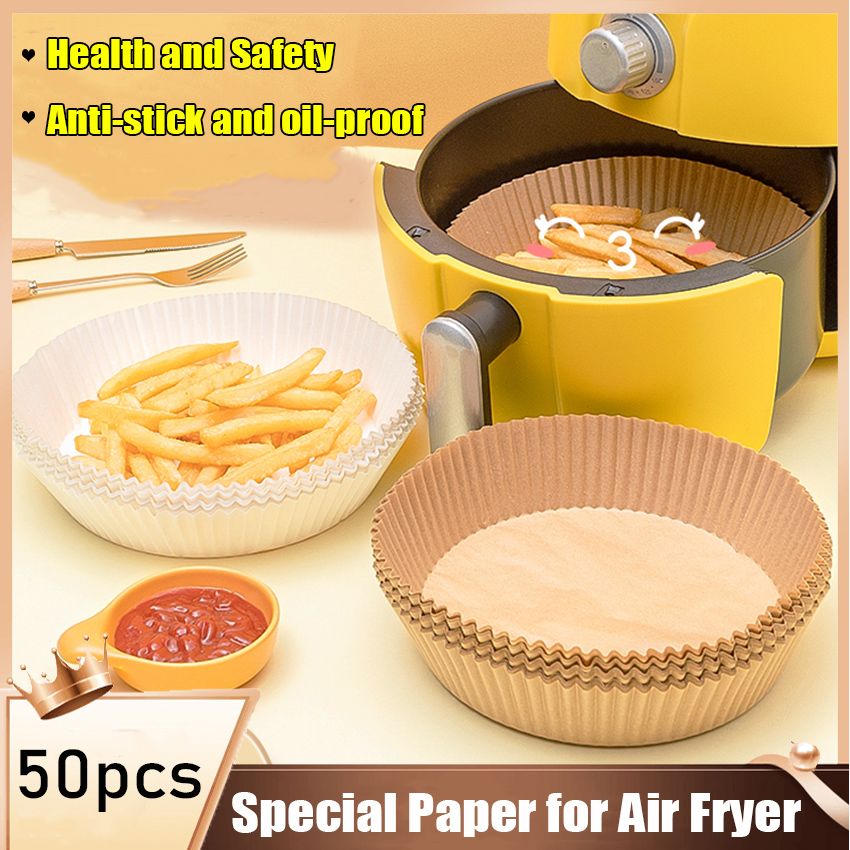 50pcs Special Paper for Air Fryer Baking Oil-proof and Oil-absorbing Paper for Household Barbecue Plate Food Oven Kitchen Pan Pad