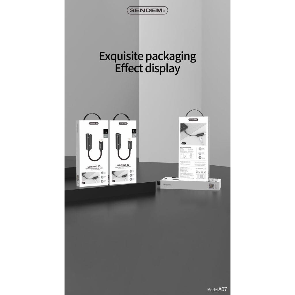 Jack Chia Tai Nghe và Cổng Sạc Lightning Cho iPhone iPad sendem A07(cáp sạc iphone có cổng tai nghe)