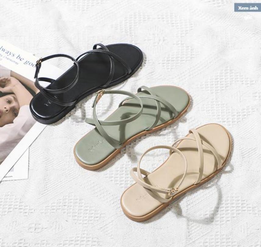 Giày Sandal bệt quai chéo bóng new fashion Hàn Quốc - Giày sandal quai chéo gót chéo-SD-0257 giá rẻ