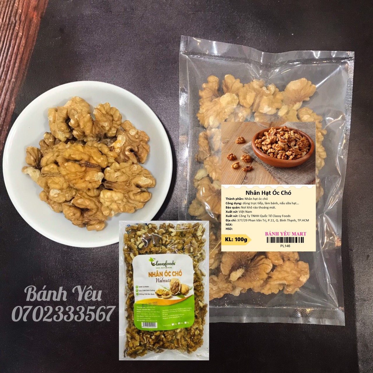 Nhân hạt óc chó dung làm bánh,kẹo,.. chia-100g