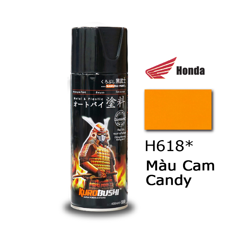 Sơn xịt samurai kurobushi - màu cam candy honda h618 chuyên dùng cho xe máy