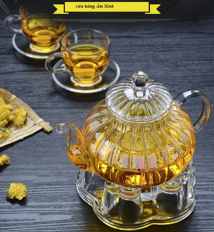 Ấm Thủy Tinh Pha Trà có lưới lọc 600 ml
