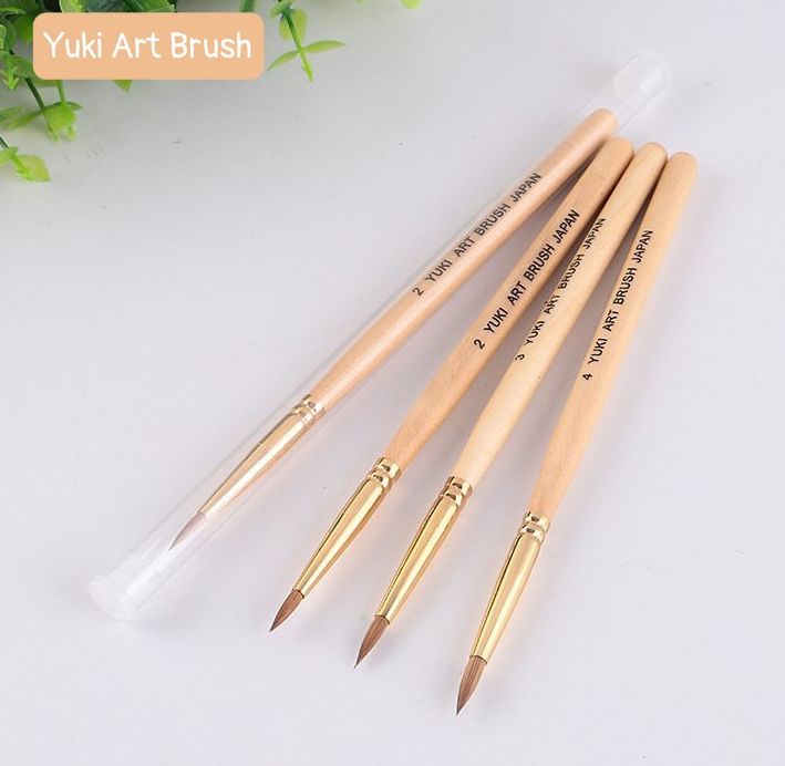 Cọ làm hoa đầu tròn yuki art brush japan 100% lông chồn tự nhiên size #2 #3 #4