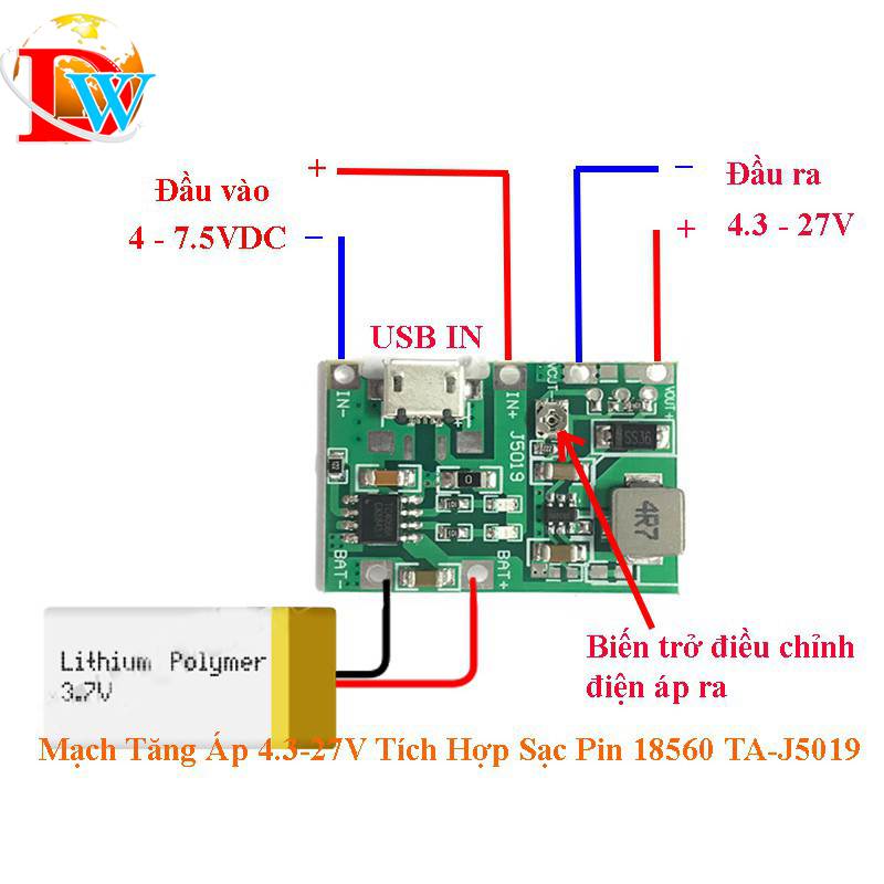 Mô Đun Sạc Pin Lithium 3.7v 9v 5v 2a 4.3-27v