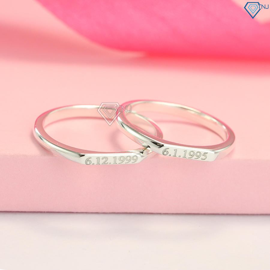 Nhẫn cặp tình bạn, nhẫn đôi bạc ta khắc tên ND0407 - Trang sức TNJ