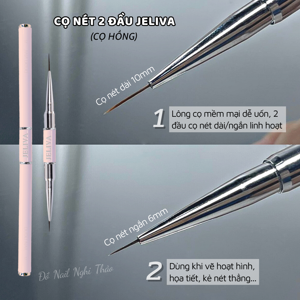 Cọ vẽ nét nail 2 đầu JELIVA