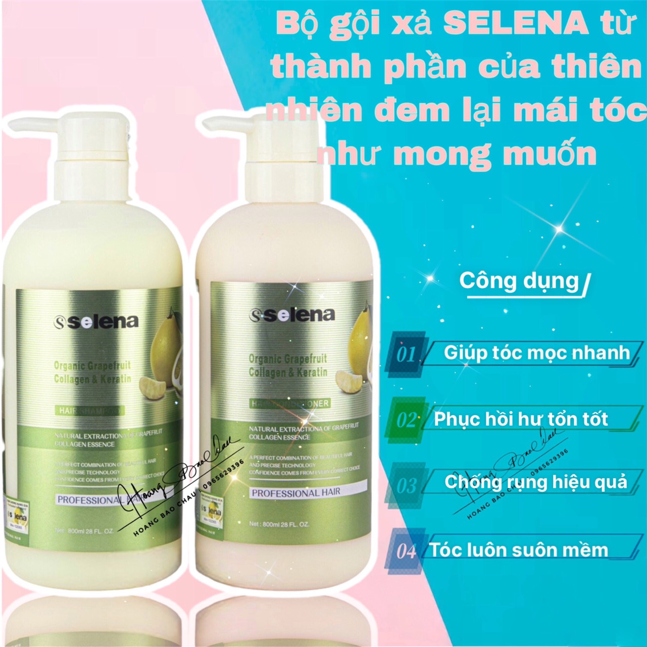 Dầu gội bưởi selena giảm rụng tóc, thành phần tự nhiên phục hồi tóc hư tổn,uốn nhuộm 800ml