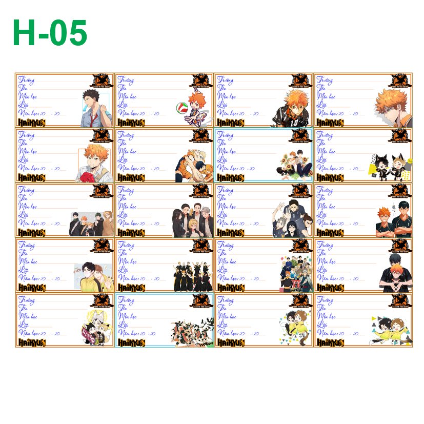 Nhãn vở set 40-100 nhãn Haikyuu!!