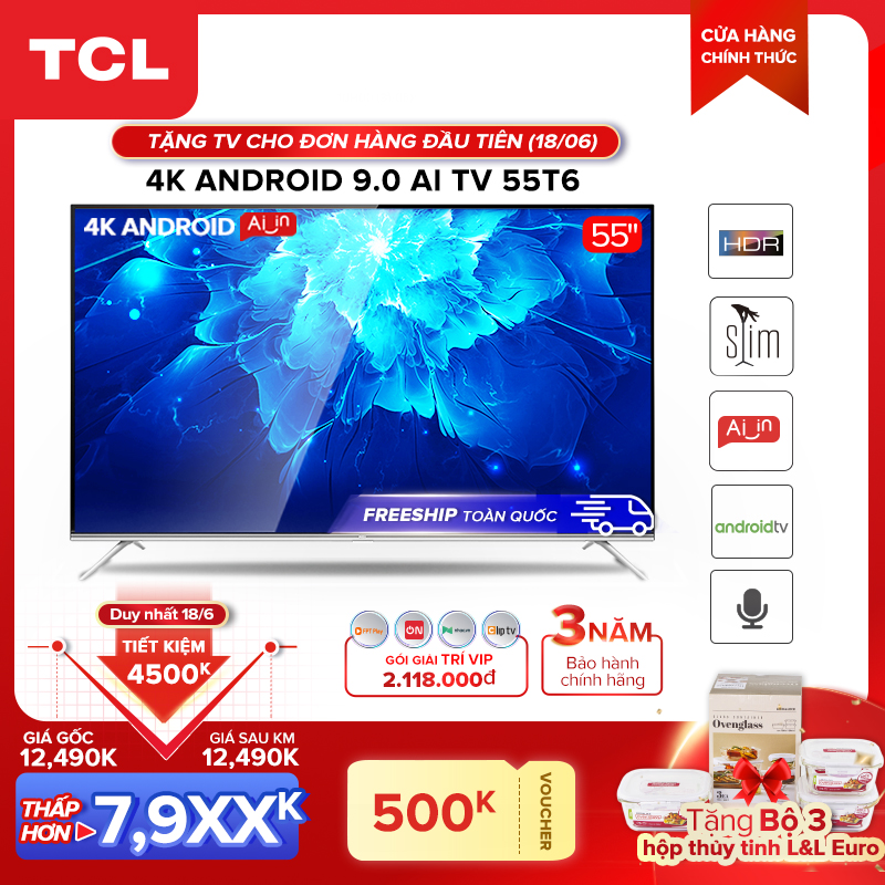 Smart TV TCL Android 9.0 55 inch 4K UHD wifi|ProductId:406