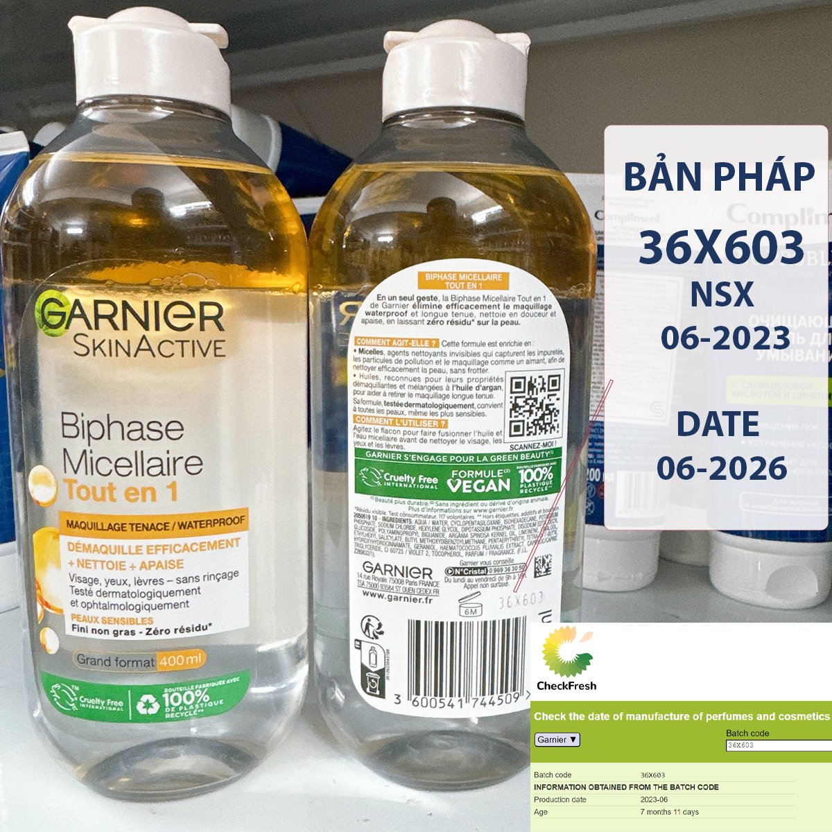Tẩy trang Garnier Micellar bản Nga Đức Pháp - Lọ 400ml