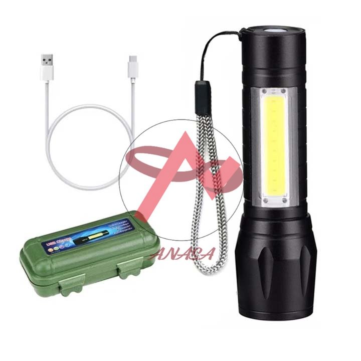 Đèn Pin T1 Mini POLICE 3 Chế Độ Siêu Sáng Có Zoom Kèm Dây Sạc Tiện Lợi