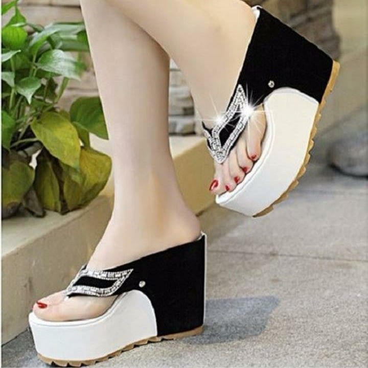Dép đế xuồng cú mèo đính đá cao cấp
