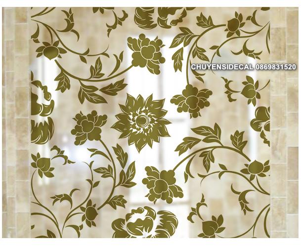 [HCM]Decal Dán Kính Cao Cấp - Hoa văn Cúc Xanh Rêu( 60x58cm )-DK7083