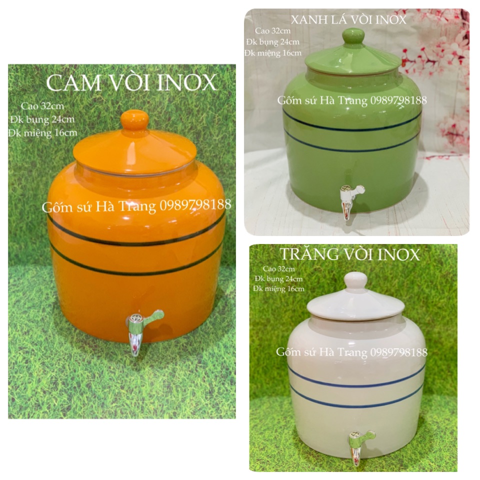 Bình nước dung tích 10 lit gốm sứ Bát Tràng cao cấp không chì