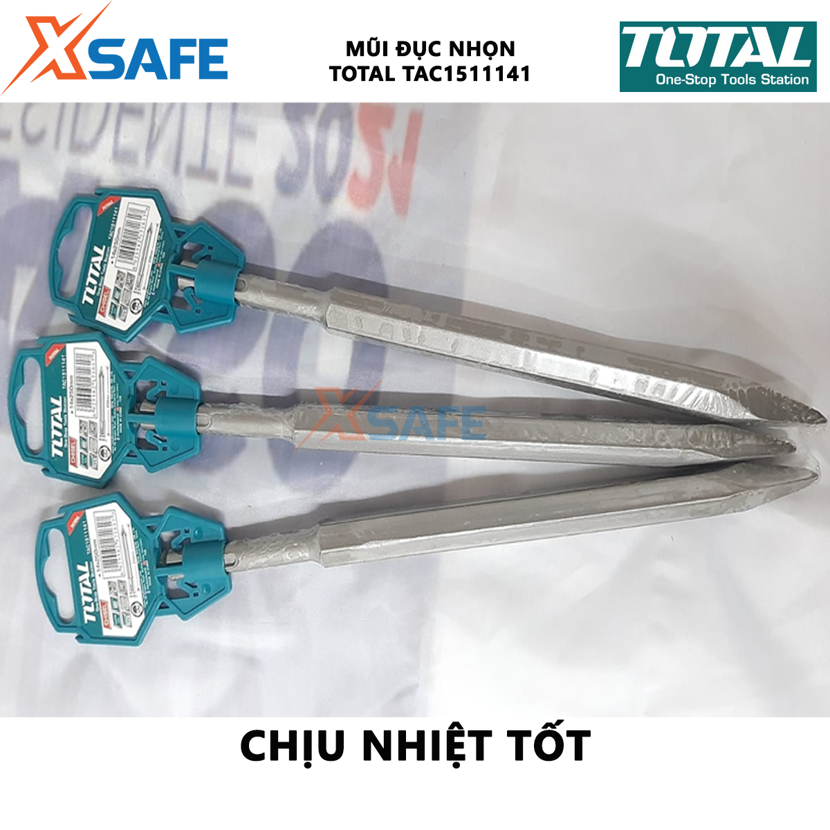 Mũi đục nhọn TOTAL TAC1511141 | mũi đục chiều dài 250mm đục, khoét các bề mặt cứng khác nhau như tường, bê tông
