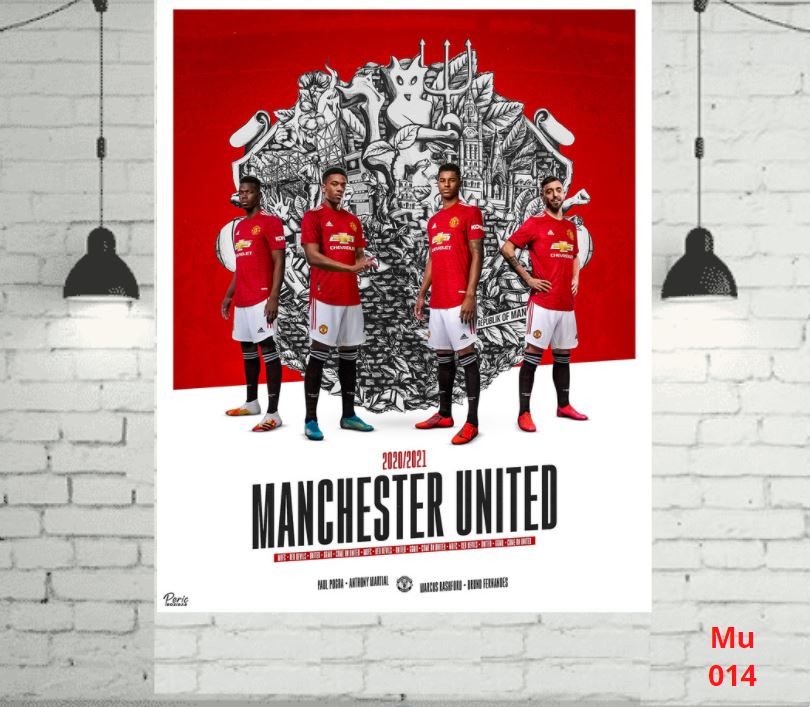 Decal dán tường Manchester united cực đẹp dễ sử dụng kích thước lớn 40x60cm - LiDO Sports