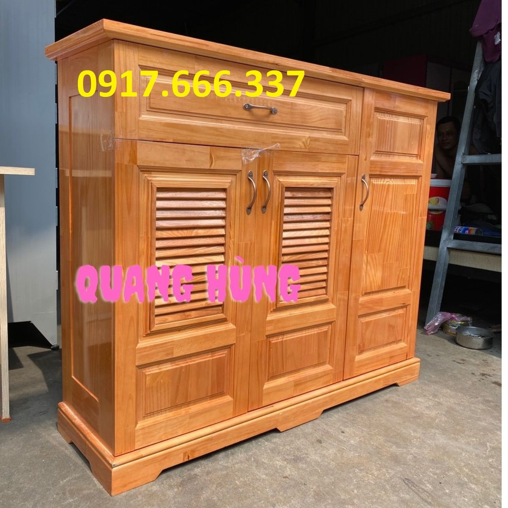 Tủ gỗ đựng giày dép ngang 1m màu nâu - Hình ảnh thực tế