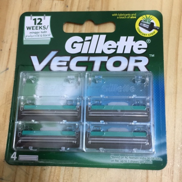 Vĩ 4 cái lưỡi cạo râu lưỡi kép Gillette Vector