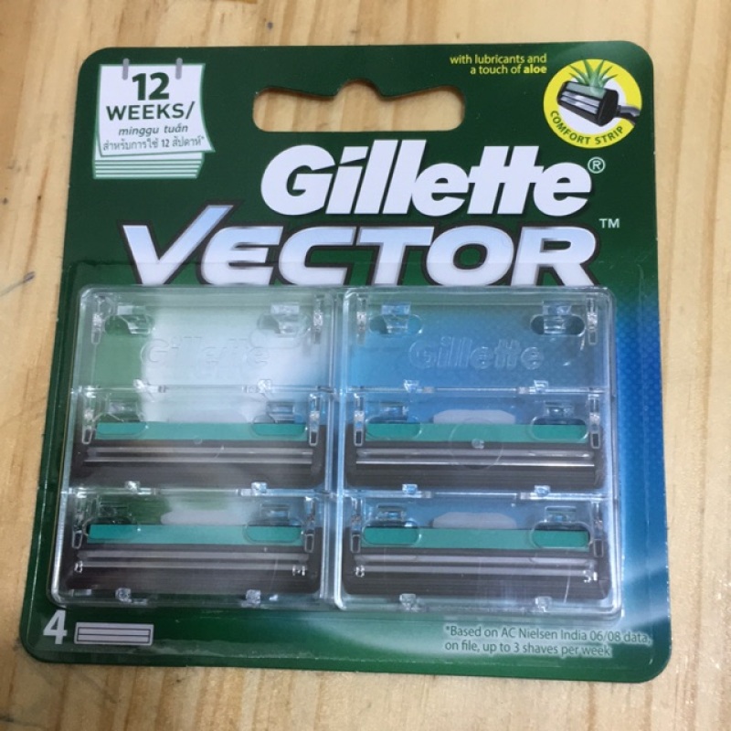 Vĩ 4 cái lưỡi cạo râu lưỡi kép Gillette Vector