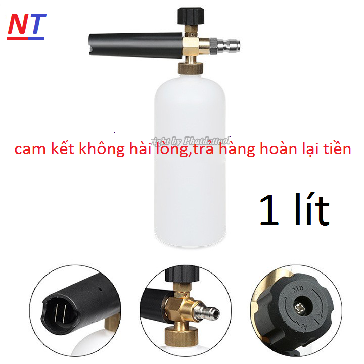 Bình xà phòng phun xịt bọt tuyết dùng cho máy bơm xịt rửa ô tô đầu nối nhanh (1 lít)