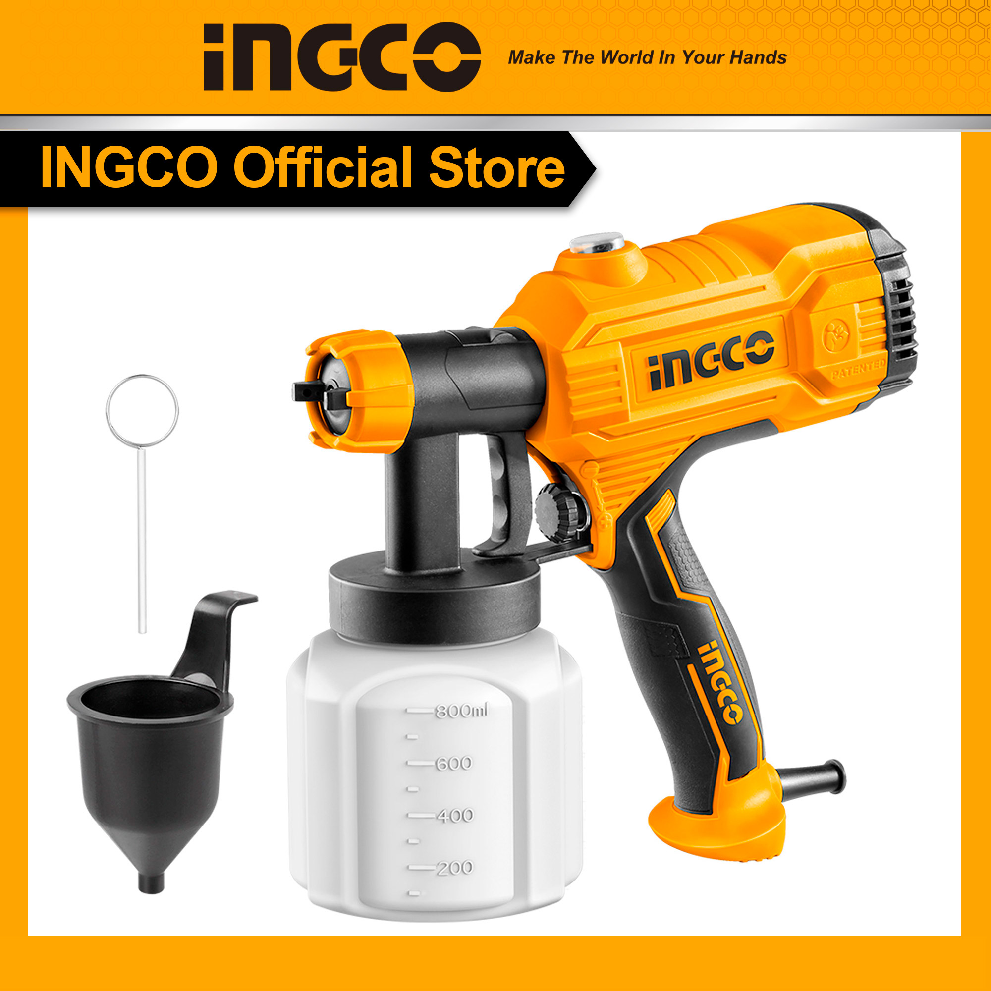MÁY PHUN SƠN DÙNG ĐIỆN 450W , bình chứa  800ml, lưu lượng tối đa 380ml / phút, 50DIN-s INGCO SPG3508