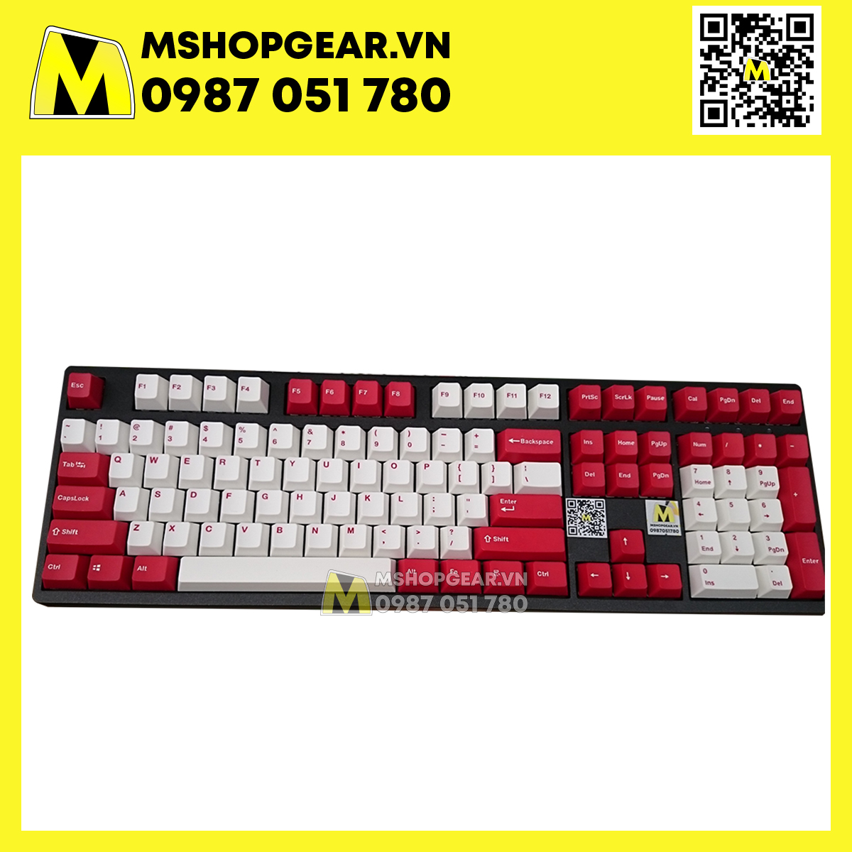 Keycap Red white  thick pbt Oem profile Doubleshot 123 keys