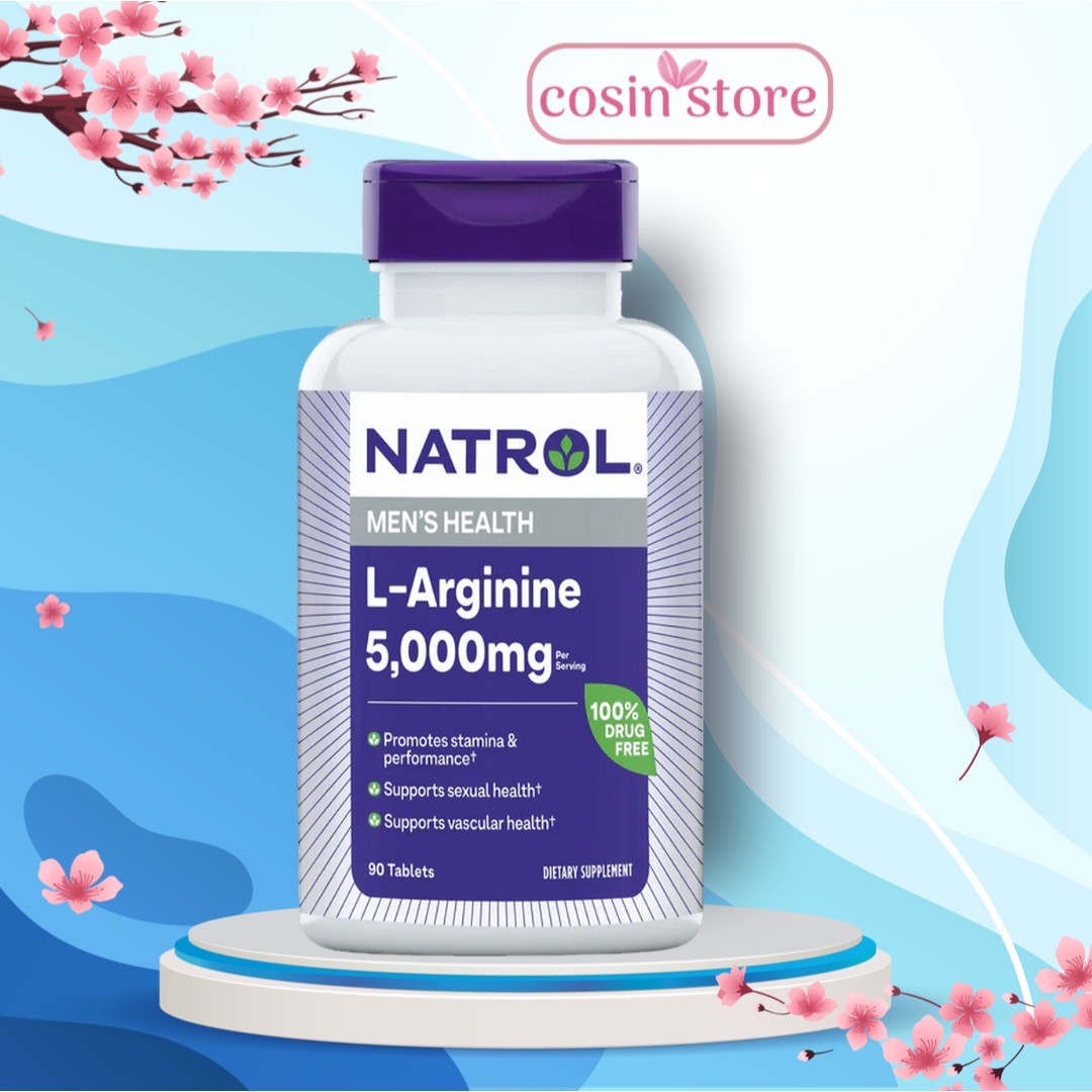 Viên uống Natrol L-Arginine Men's Health 5000mg per serving Extra Strength 90 viên tăng cường sức khỏe nam giới Cosin Store