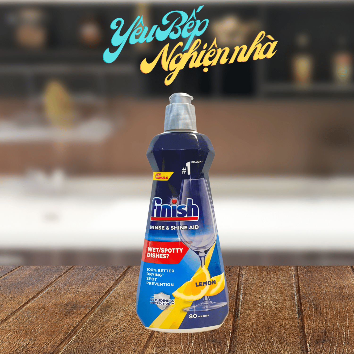 Nước làm bóng chén bát finish 400ml hương chanh yêu bếp nghiện nhà vnm