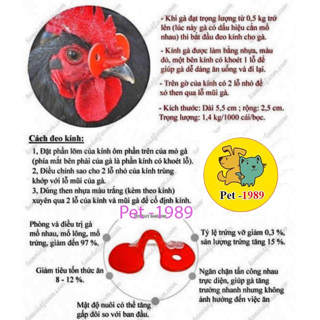 [Mã PET20K giảm 20K đơn 250K] 10 chiếc kính đeo mắt cho gà, chim trĩ Pet-1989