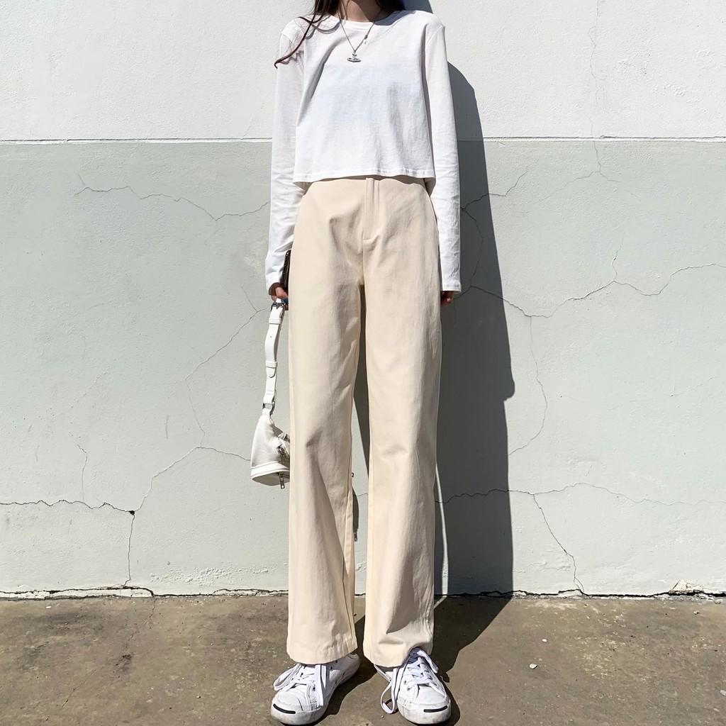 [HCM]Áo Thun Nữ Tay Dài Croptop Trơn Basic Modern Style