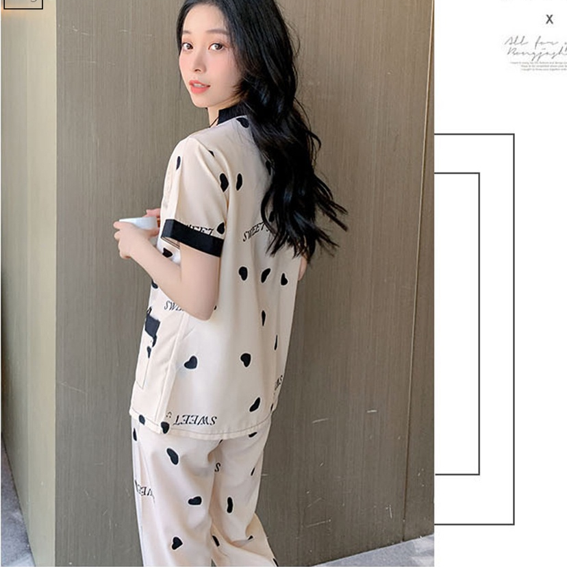 Bộ ngủ lụa mango quần dài áo cộc, Bộ ngủ lụa cao cấp, chất lụa mango mềm mại thoải mái BN026