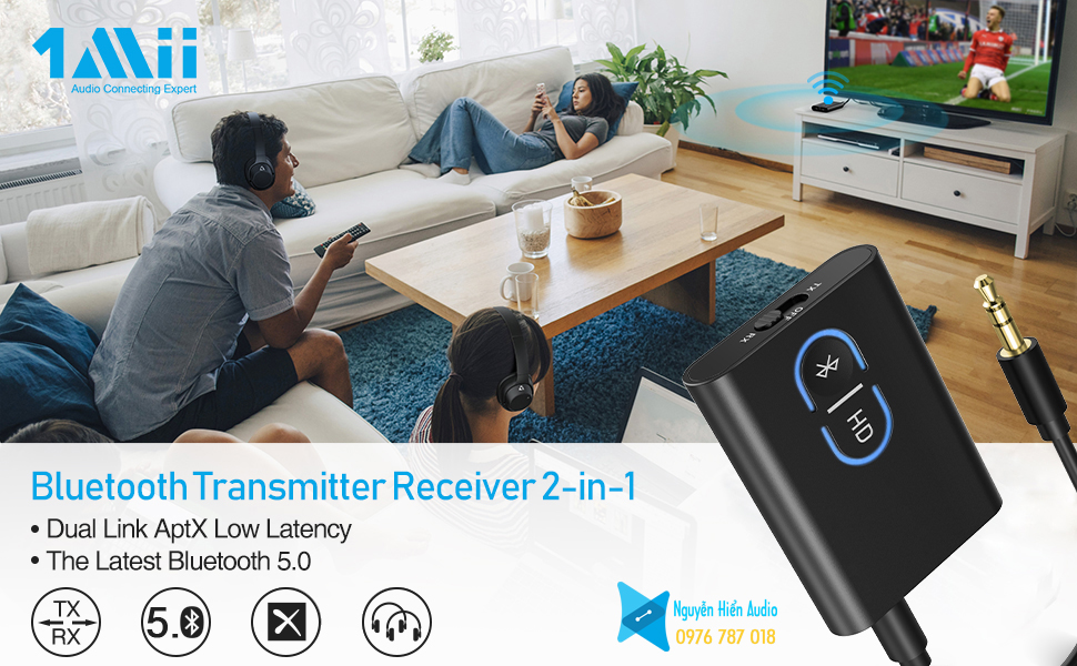 Bộ thu phát ML300 Bluetooth 5.0 chuẩn aptx HD (xả hàng)