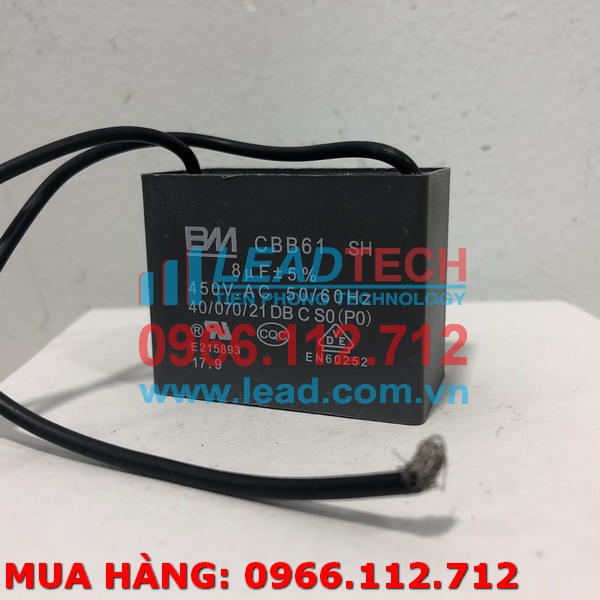 [HCM]Tụ điện BM CBB61 8uF 450VAC Dây cắm