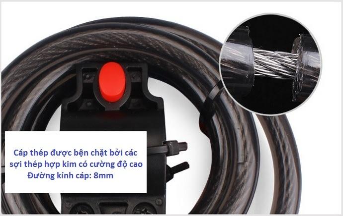 [HCM] Ổ Khóa dây xe đạp xe máy 5 số dài 12m