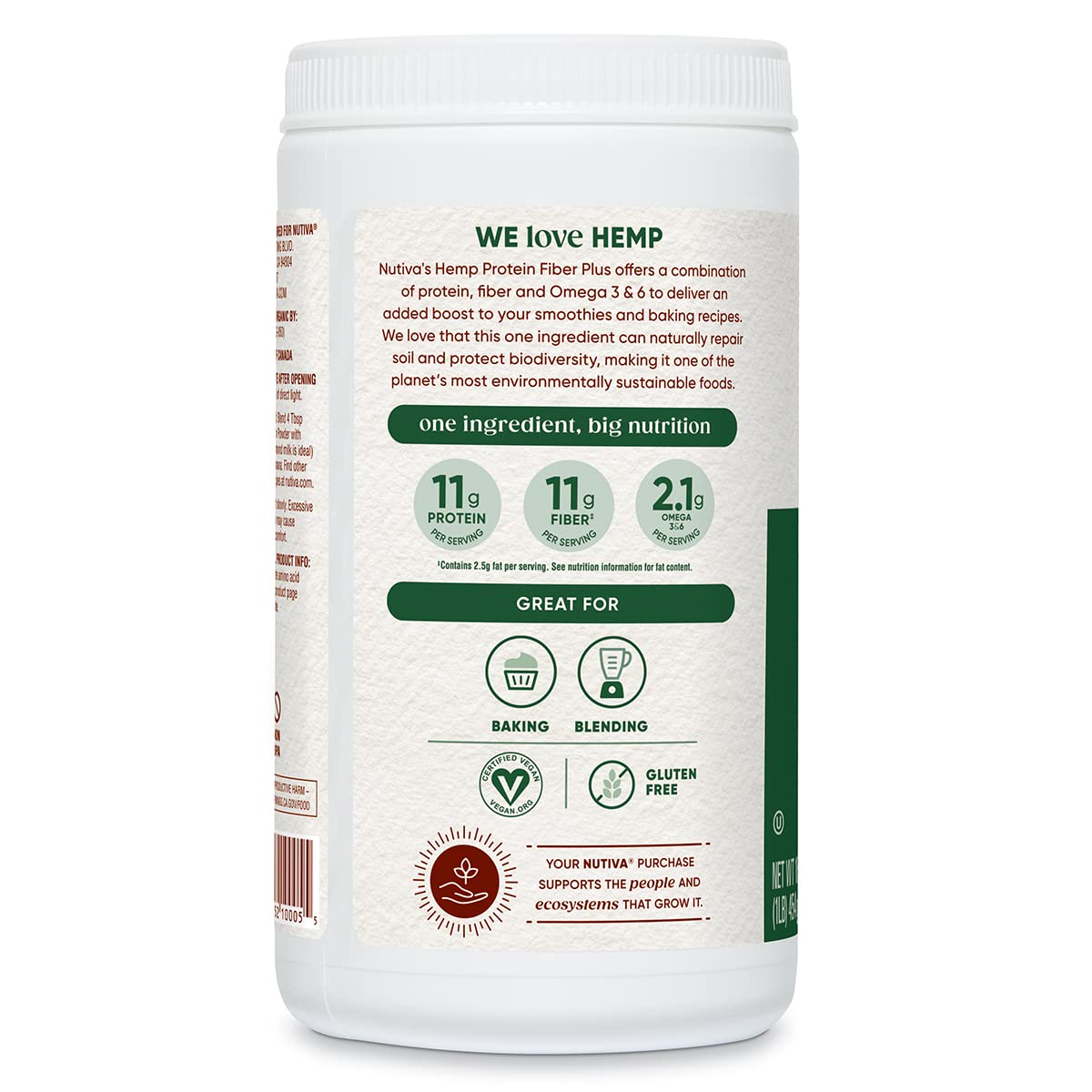 Nutiva Organic Cold-Pressed Hem.p Seed Protein Powder, 1 Pound