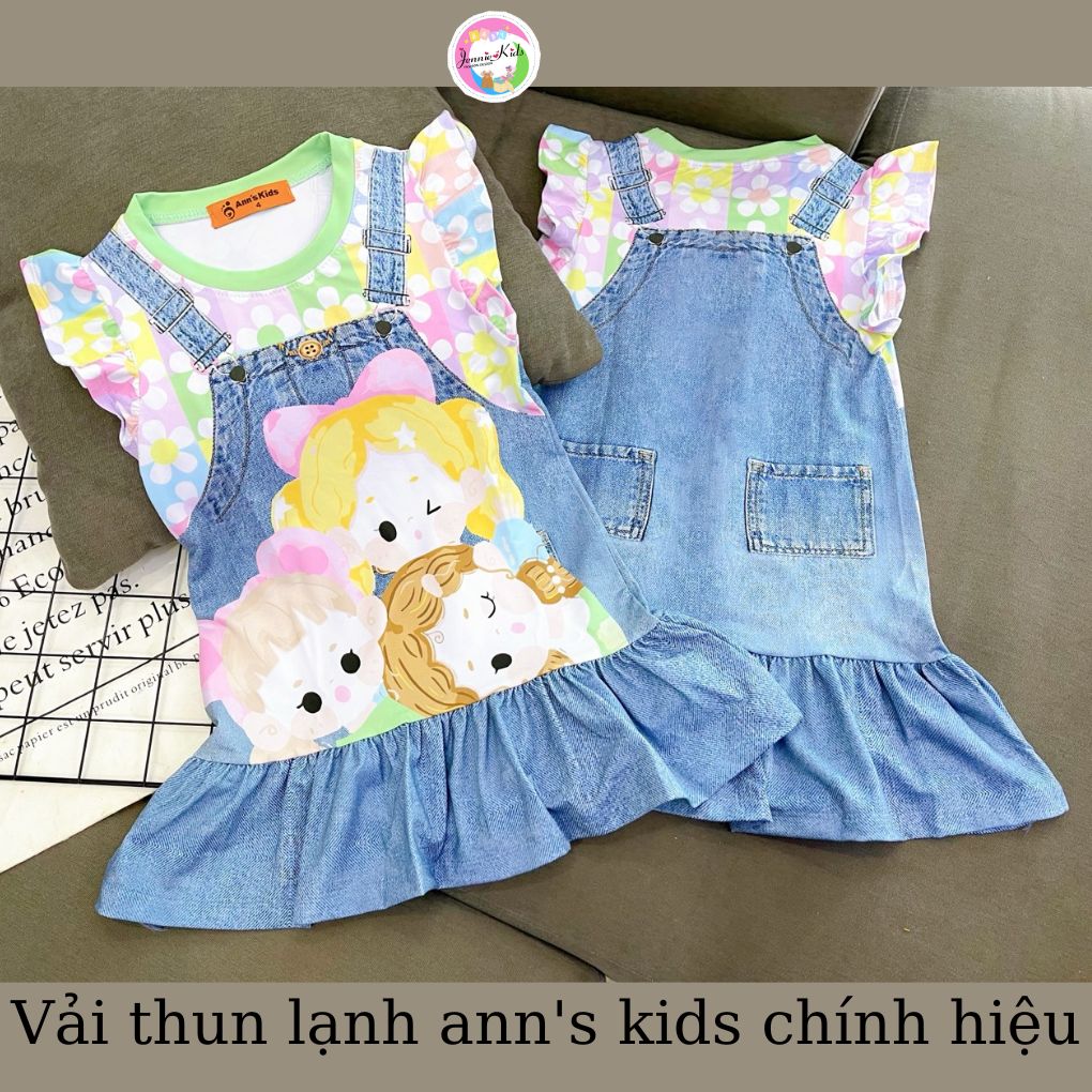 Váy đầm yếm jean bé gái 2-5tuổi vải thun lạnh Jennie kids J508