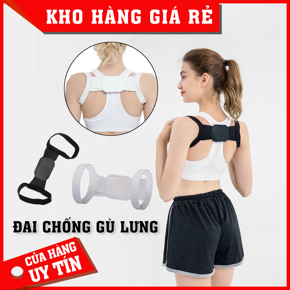 [HCM]Đai Chỉnh Gù Lưng Khòm Lưng Freesize Cao Cấp