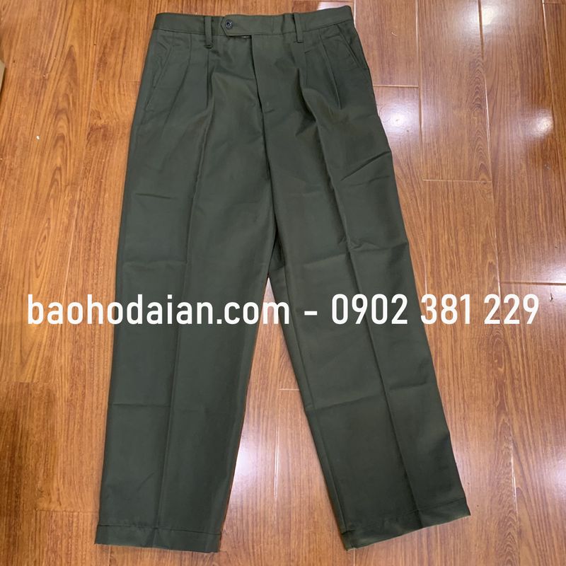 Quần bảo vệ kaki thành công đường may đẹp bền màu XANH RÊU