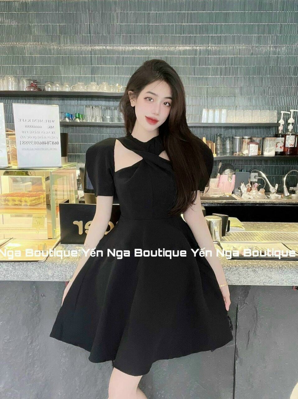 Đầm nữ cổ chéo, đầm xoè, đầm cổ yếm, váy nữ dáng xoè chất umi mềm mịn