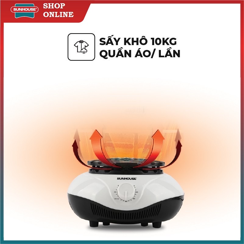 Tủ sấy quần áo Sunhouse SHD2702 - Sấy khô nhanh, diệt sạch vi khuẩn - Khối lượng sấy 10kg - Bảo hành 12 tháng