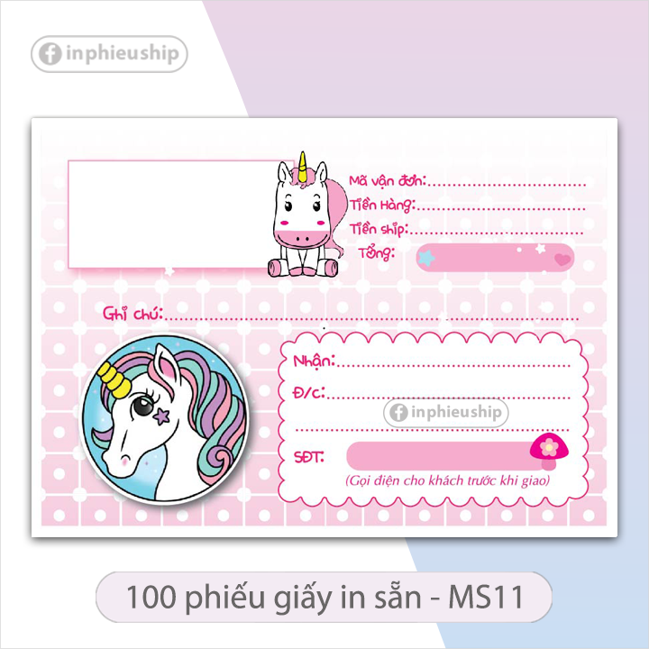 Phiếu ship hàng ngựa pony 100 tờ