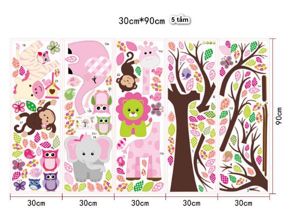 [HCM]Decal trang trí Thú và Cây Hồng size lớn
