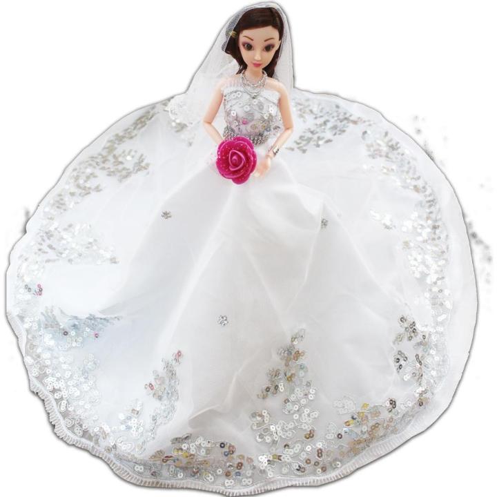 Búp Bê Cô Dâu 3D Cao Cấp 35cm Thướt Tha Minidoll đồ chơi bé gái