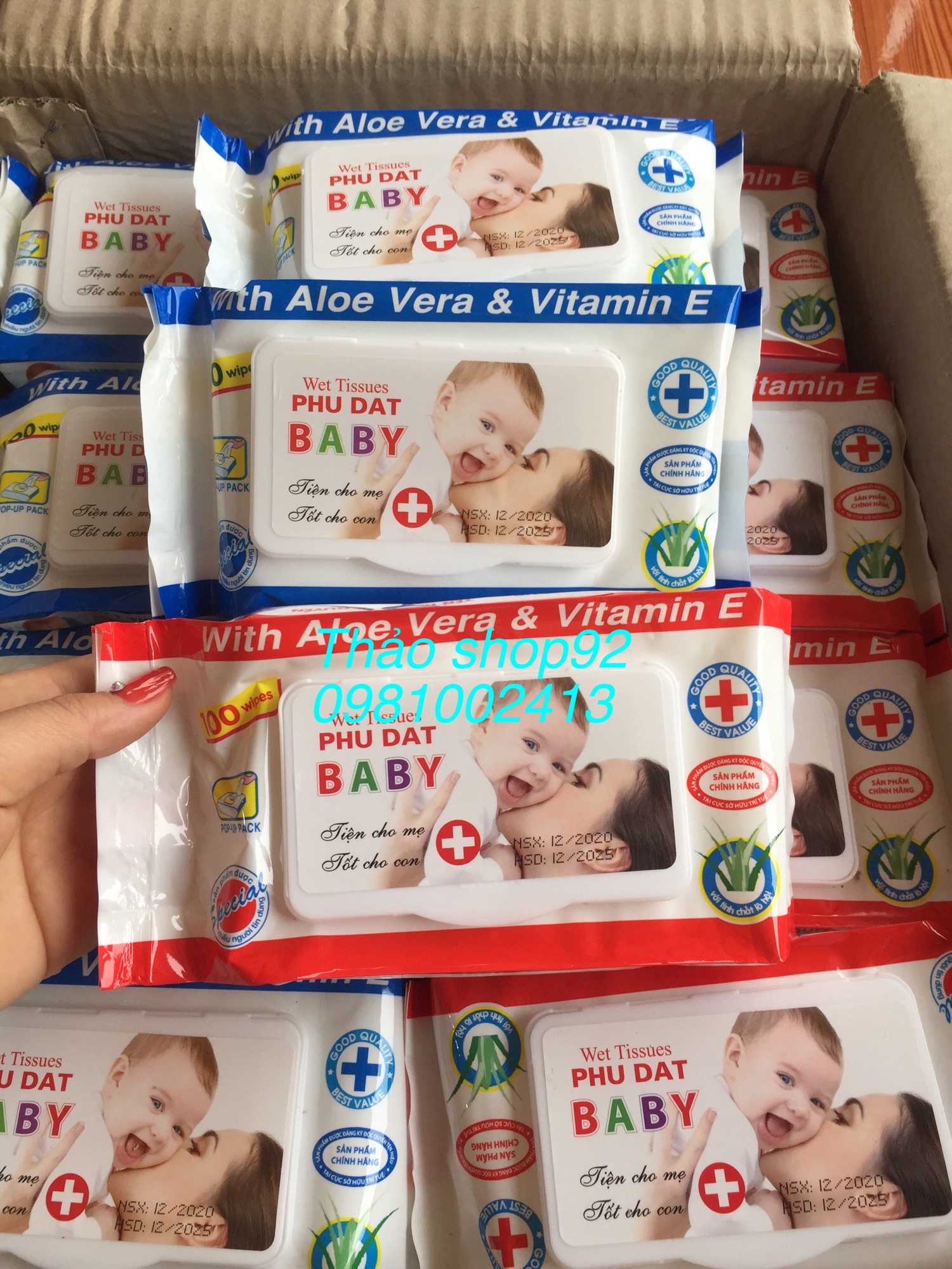 Sỉ 1 thùng giấy ướt baby phú đạt 24 gói/100 tờ-1 gói