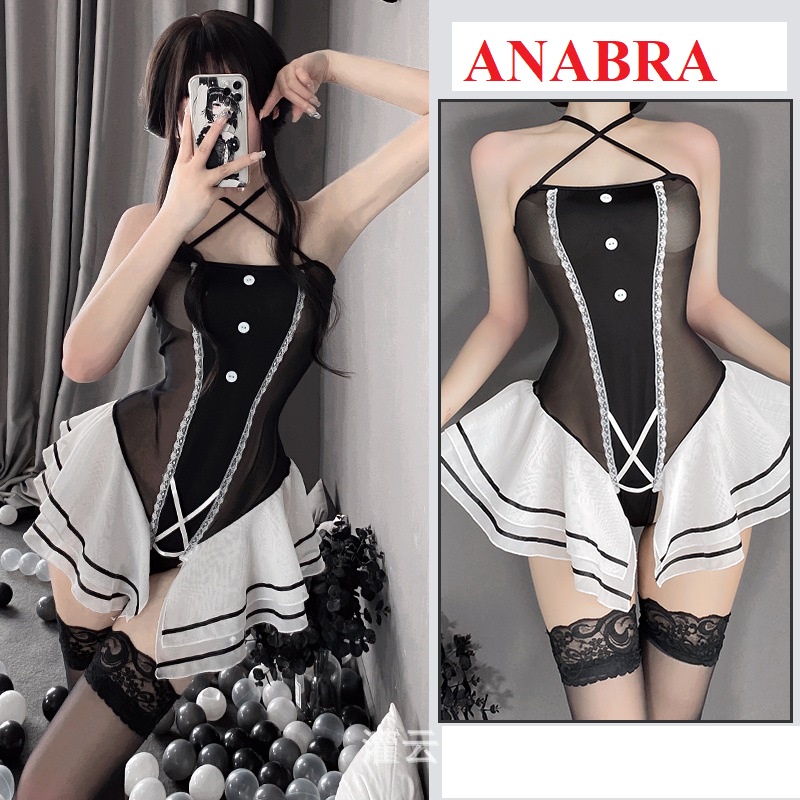 Váy ngủ / Đầm ngủ 2 dây quai chéo chíp liền siêu quyến rũ 2586