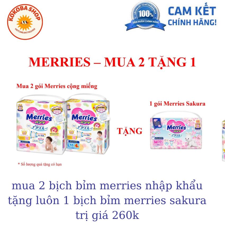 Bỉm merries nội địa nhật cộng miếng