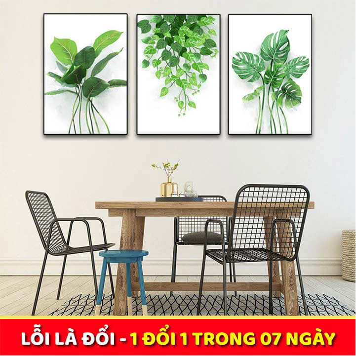 Combo 3 tranh treo tường cây nhiệt đới in trên canvas có khung, trang trí phòng khách, phòng ngủ (#10015092)