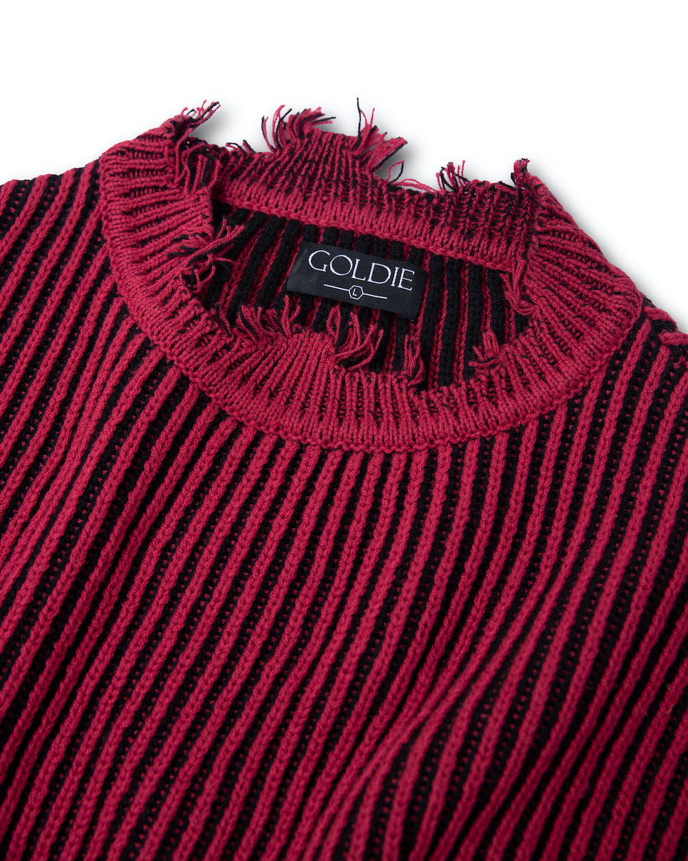 B/R DISTRESSED RIB KNIT SWEATER