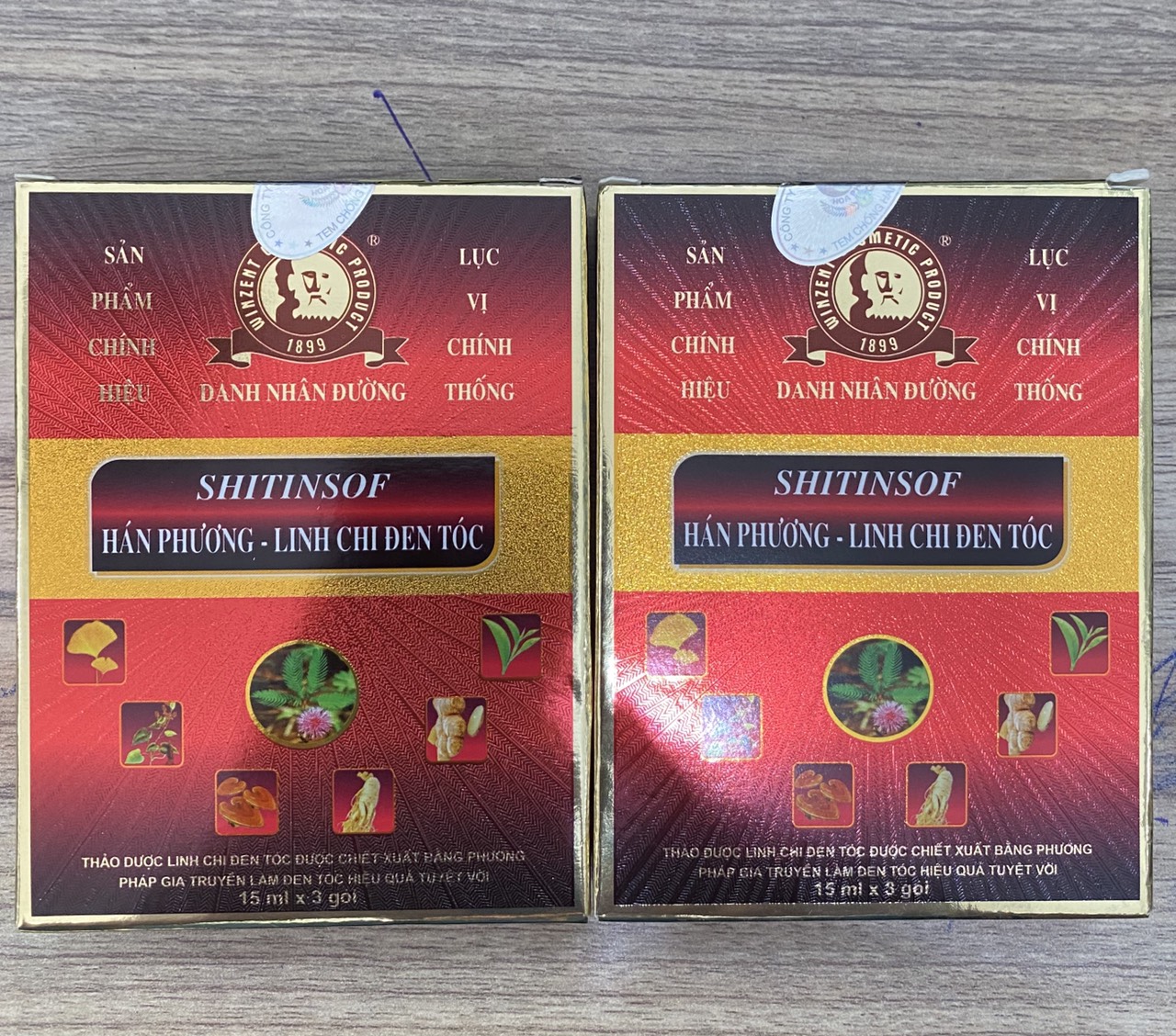 [HCM]Dầu Gội Đen Tóc Thuốc Nhuộm Tóc Shitinsof Hán Phương Linh Chi Danh Nhân Đường (Hộp 3 Gói X 15ML)