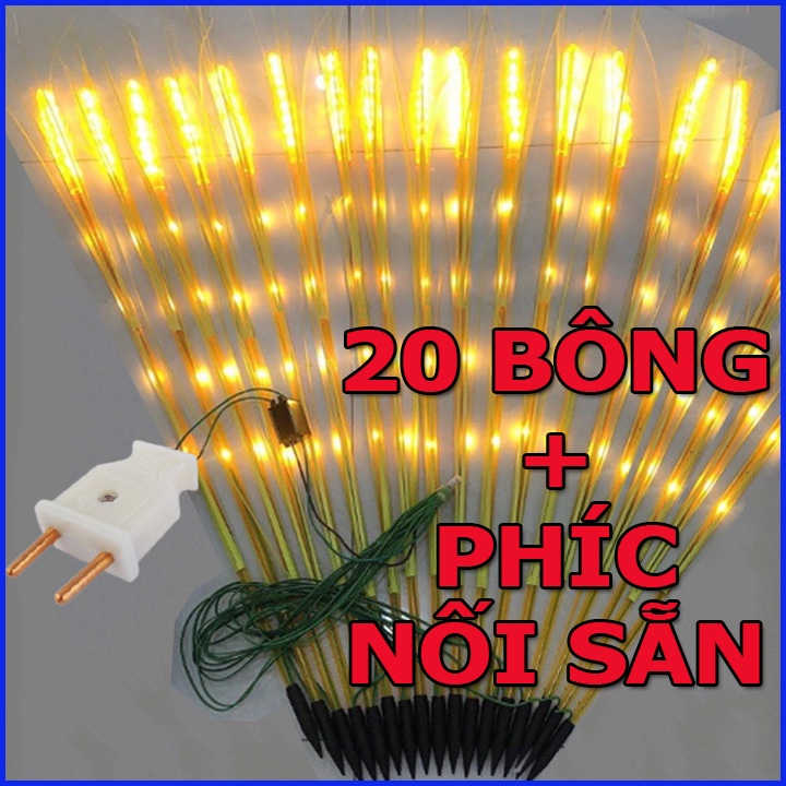 Đèn led Bông lúa vàng tài lộc trang trí nhà cửa ngày tết, Bó 5/10/15/20 Bông Lúa Vàng Ấm Tặng kèm phích cắm sẵn dùng điện 220v
